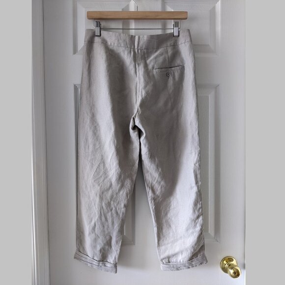 Aritzia Wilfred Allant Cropped Linen Blend Trousers with silk tie, Ashen, Size 2 - Picture 2 of 9